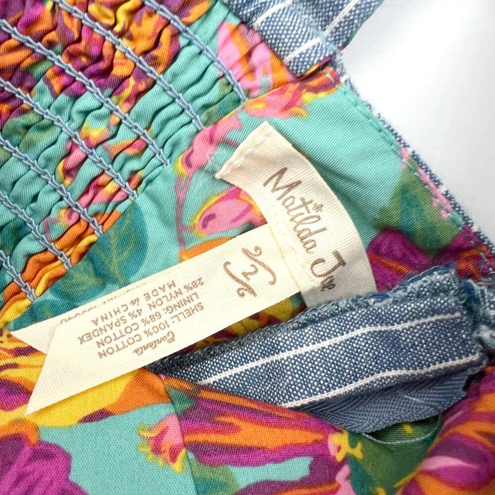 Matilda Jane Blue Stripe Ruffle Romper with Multicolor Buttons - Picture 4 of 8